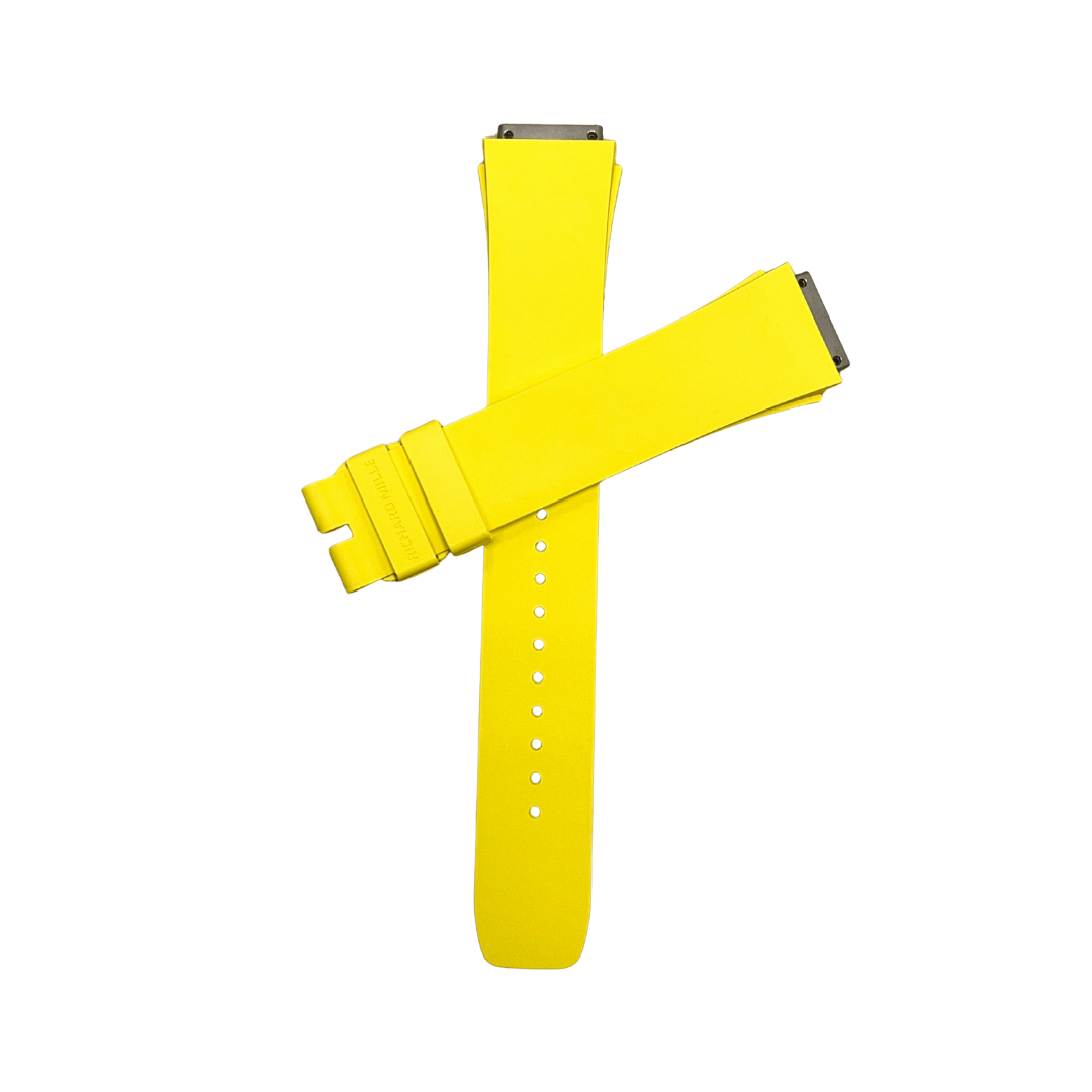 Yellow Rubber Strap with Steel Tone End Links
