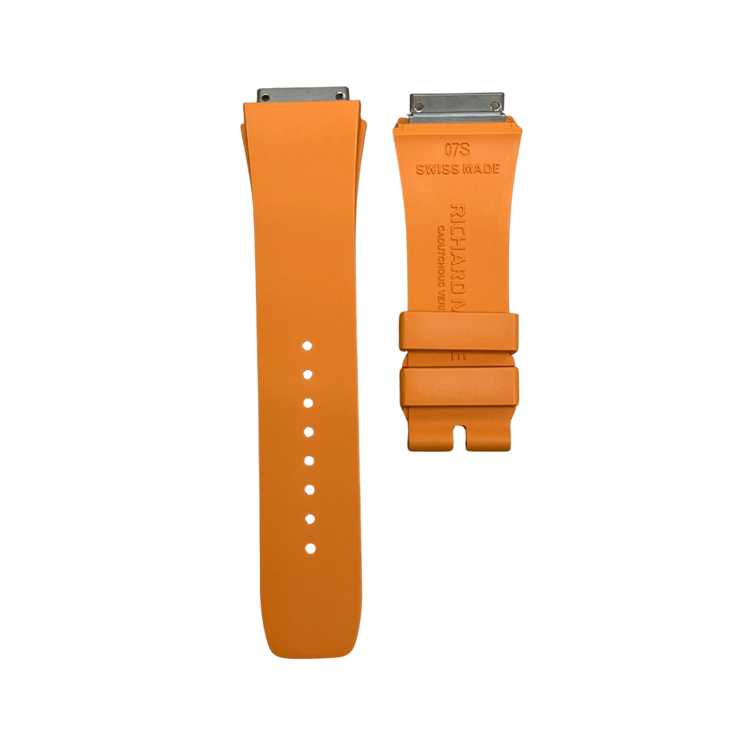 Light Orange Rubber Strap with Steel Tone End Links
