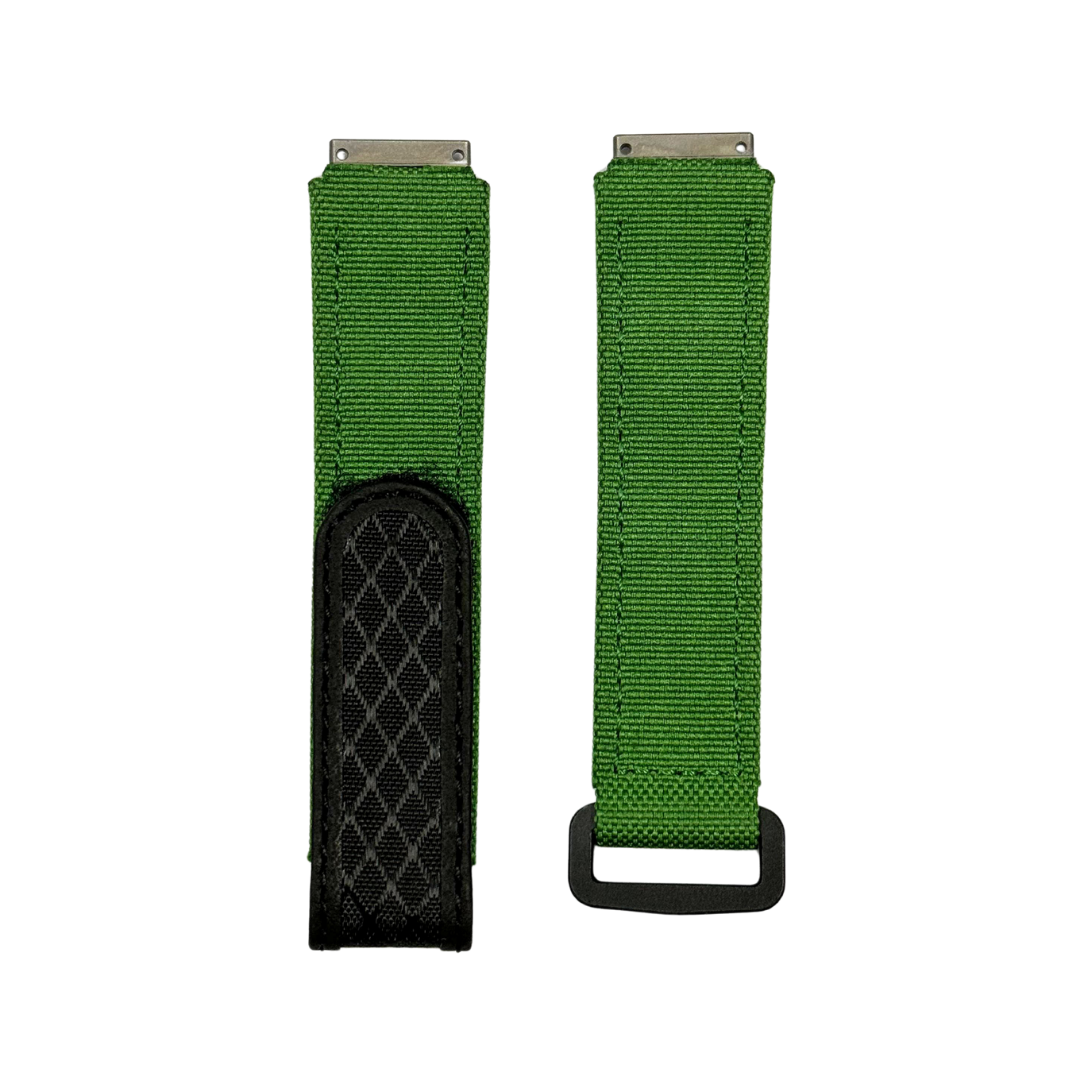 Black and Green Textile Strap with Patterned Accent Panel