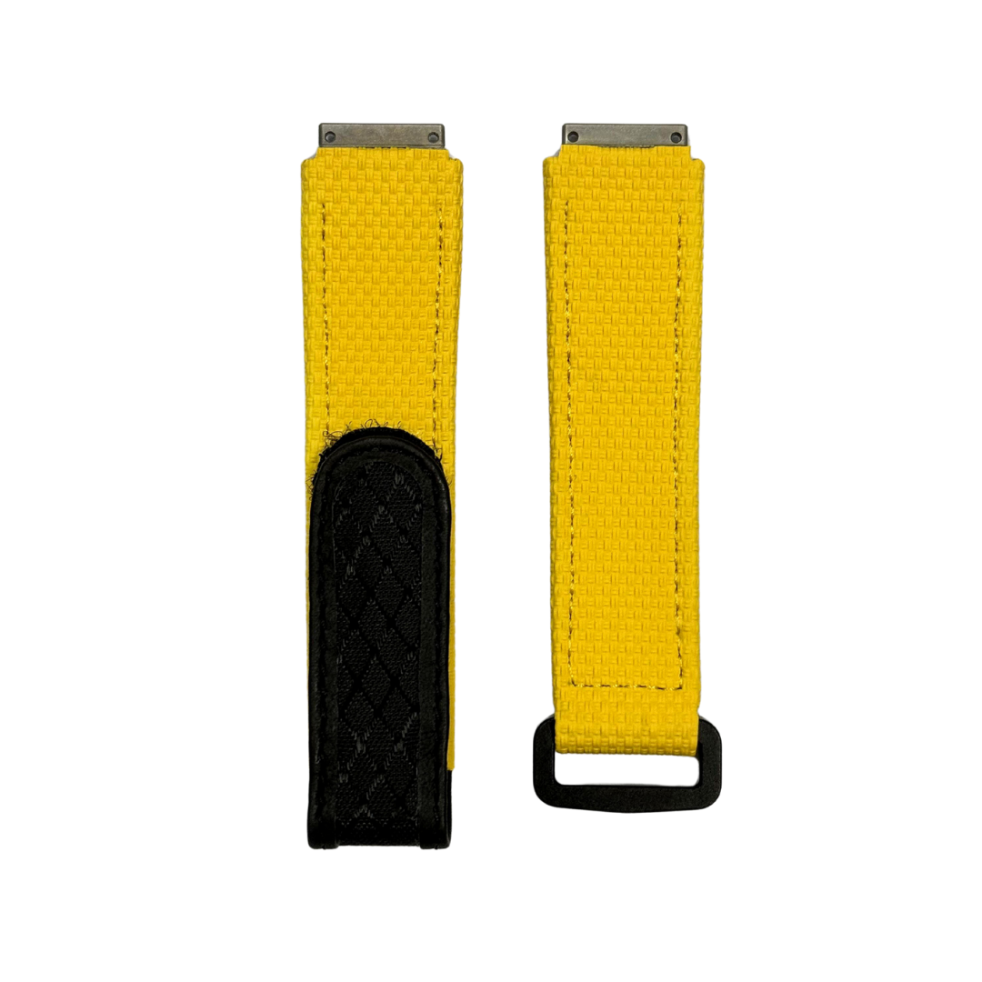 Black and Yellow Textile Strap with Patterned Accent Panel