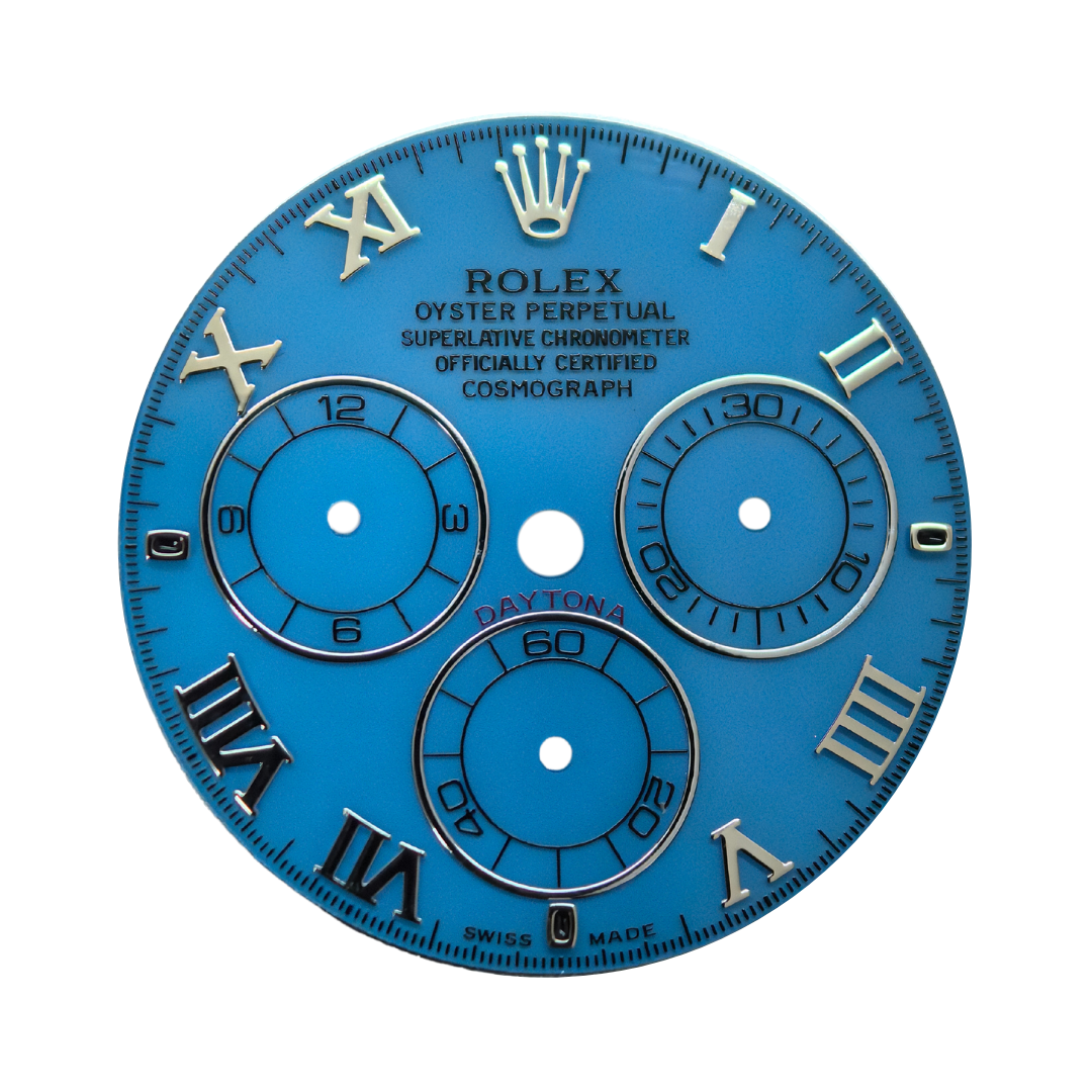 Custom Rolex Daytona 116519 Blue Turquoise Beach Dial Roman Silver 40mm - Cal 4130