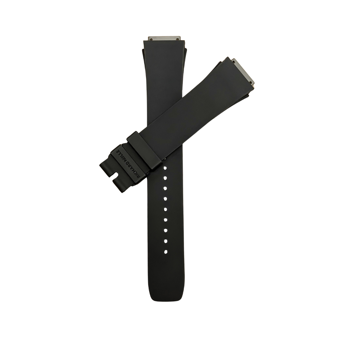 Black Rubber Strap with Steel Tone End Links