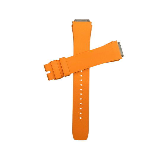 Orange Rubber Strap with Steel Tone End Links
