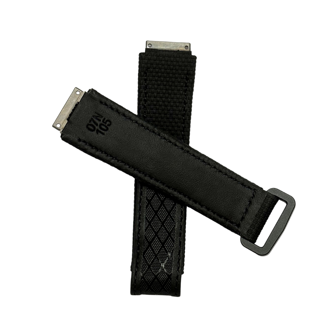 Black Textile Strap with Patterned Accent Panel