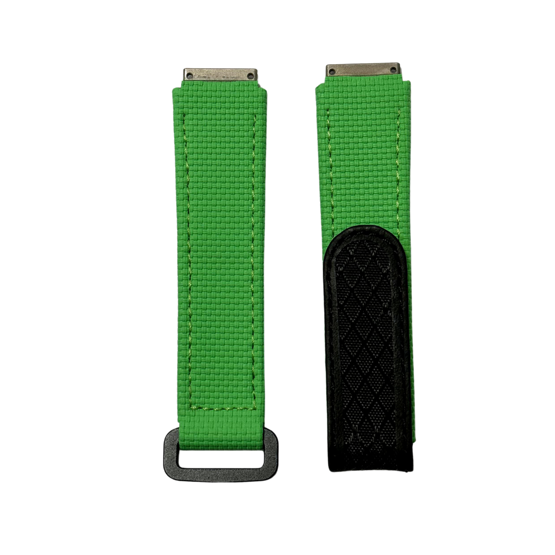 Green and Black Textile Strap with Patterned Accent Panel