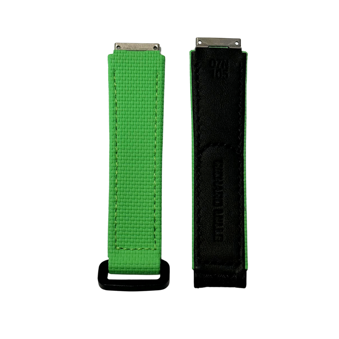 Green and Black Textile Strap with Patterned Accent Panel