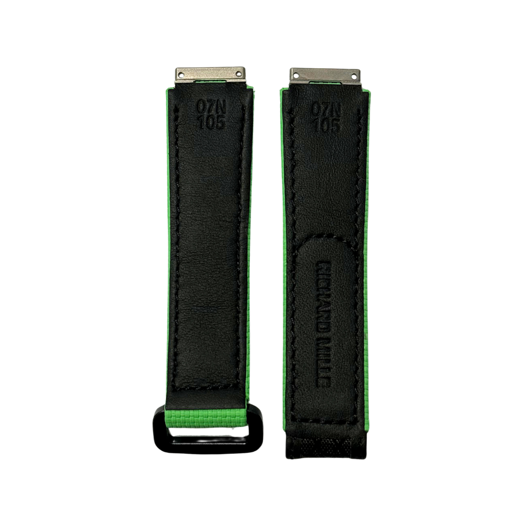Green and Black Textile Strap with Patterned Accent Panel