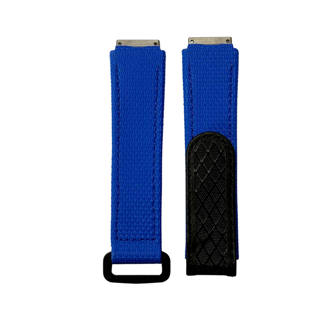 Blue and Black Textile Strap with Patterned Accent Panel