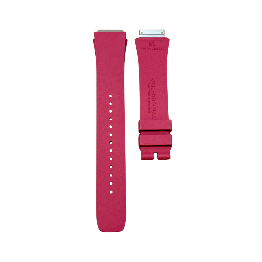 Red Pink Rubber Strap with Steel-Tone End Links