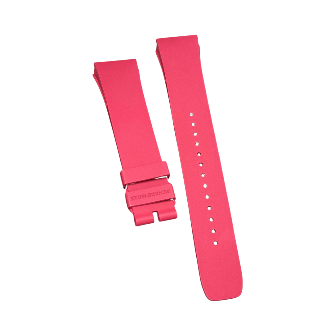 Red Pink Rubber Strap with Steel-Tone End Links