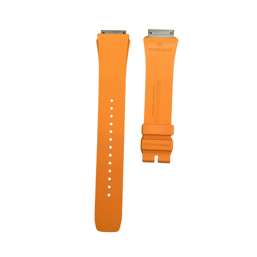 Orange Rubber Strap with Steel Tone End Links