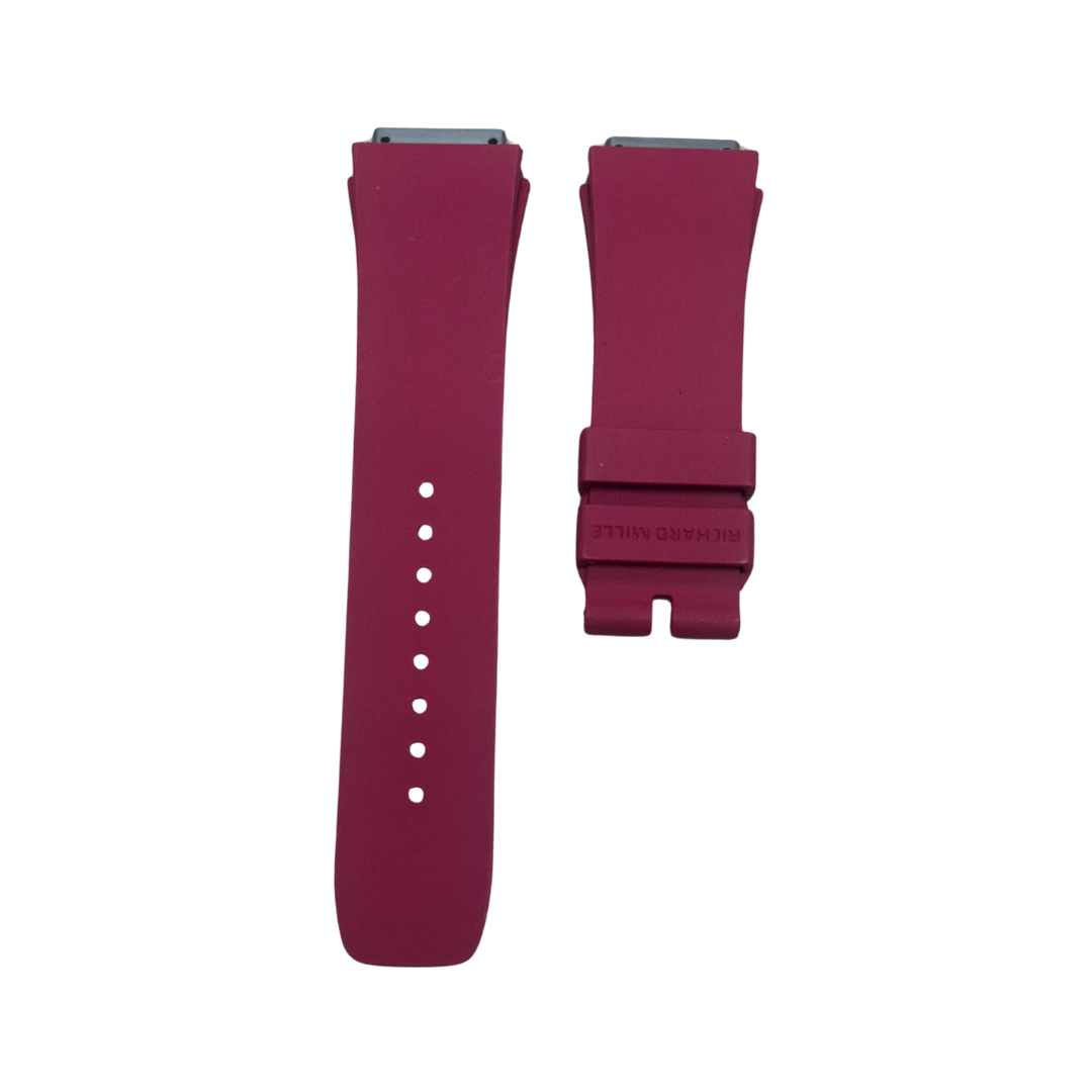 Deep Red Rubber Strap with Steel-Tone End Links