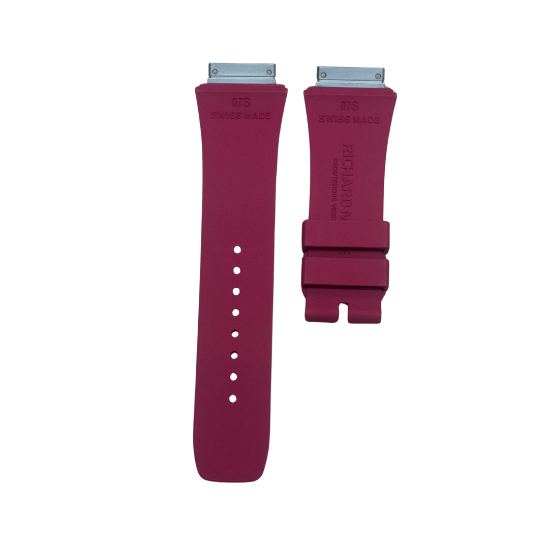 Deep Red Rubber Strap with Steel-Tone End Links