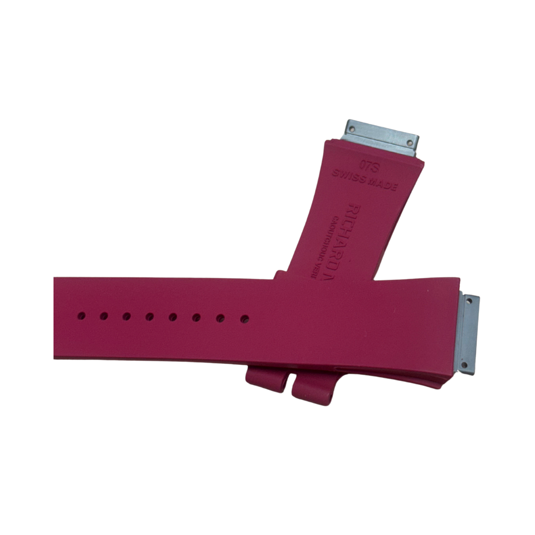 Deep Red Rubber Strap with Steel-Tone End Links