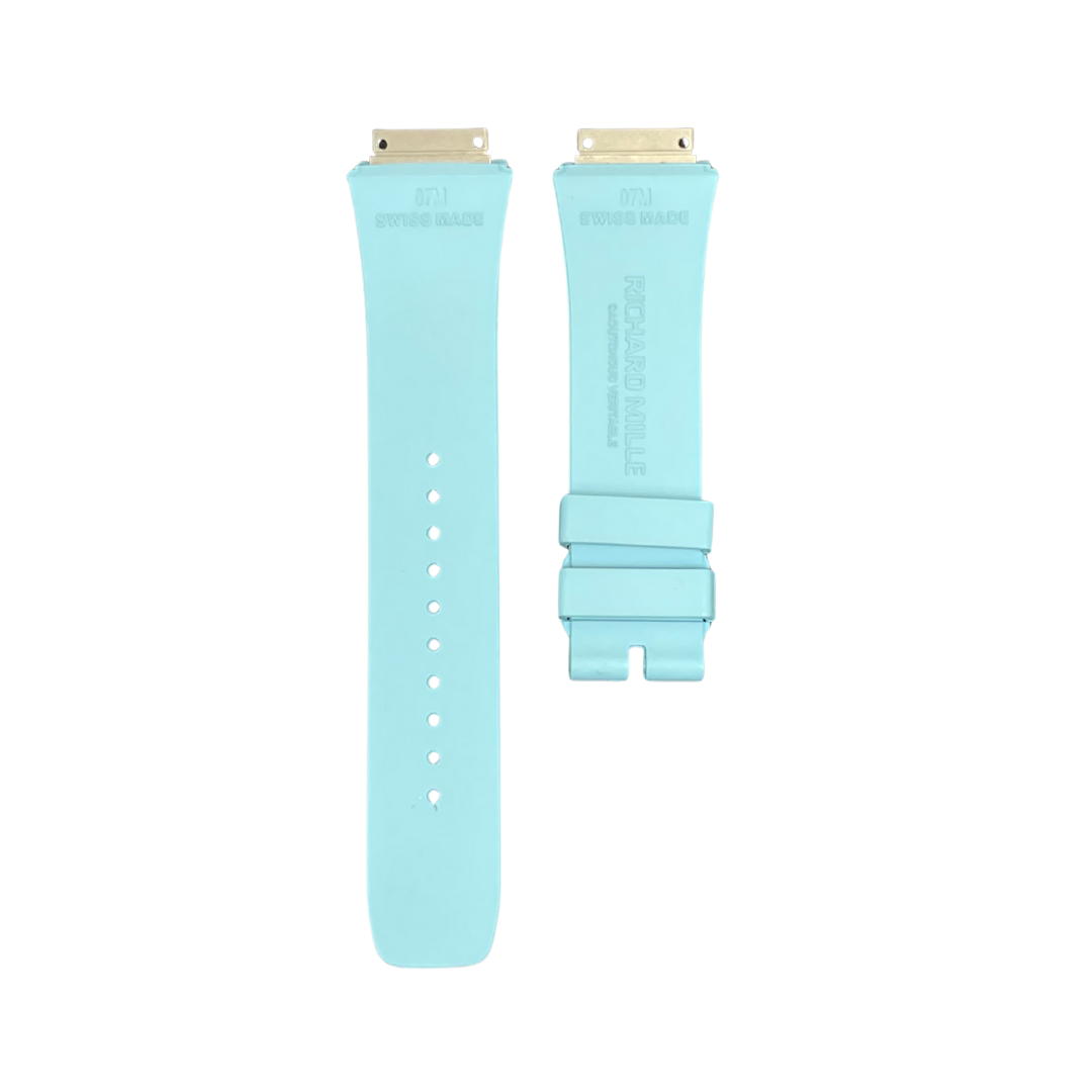 Light Blue Rubber Strap with Gold-Tone End Links
