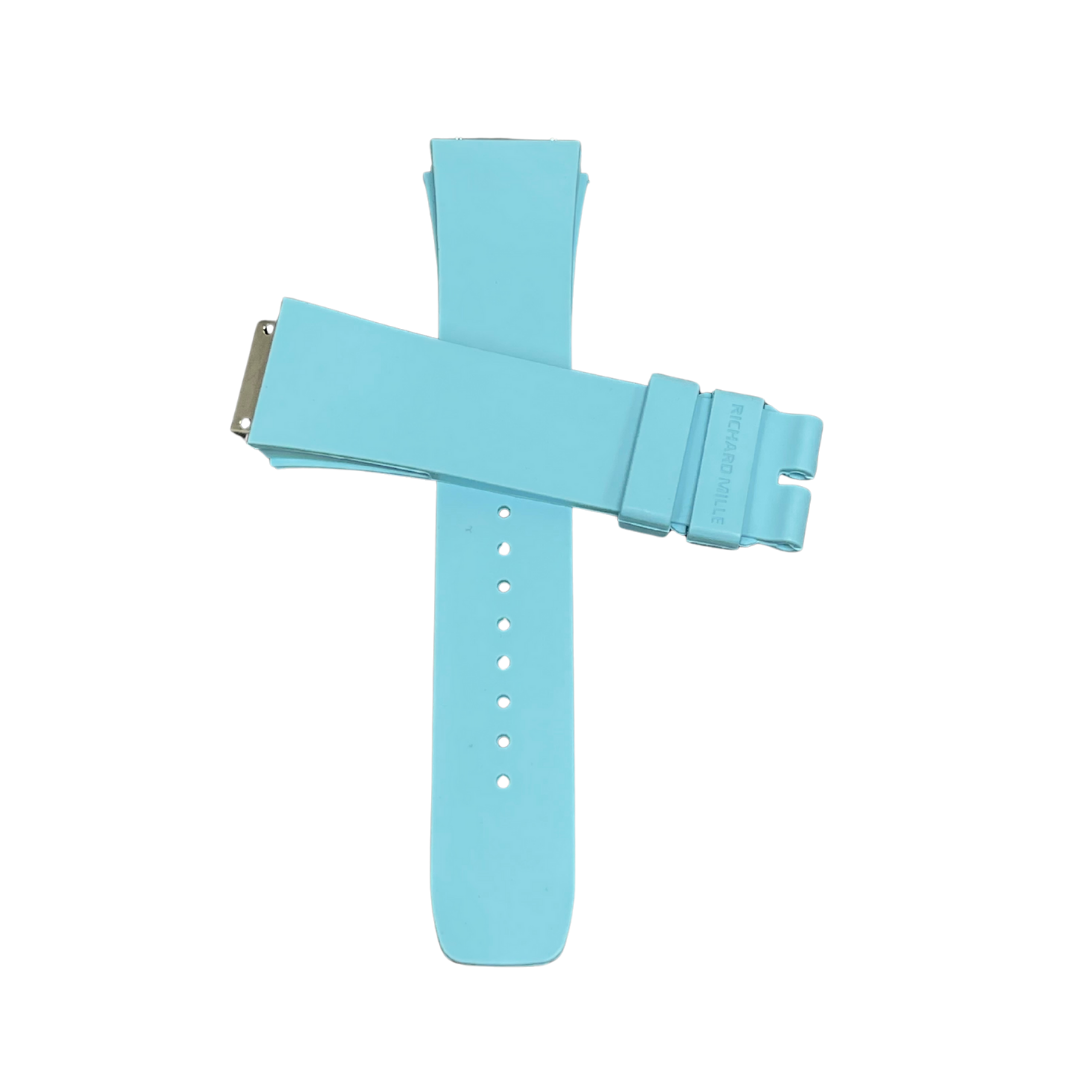 Light Blue Rubber Strap with Gold-Tone End Links