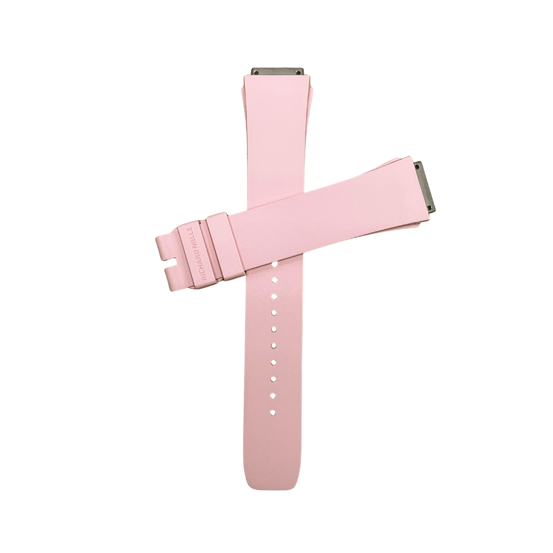 Pink Rubber Strap with Steel Tone End Links