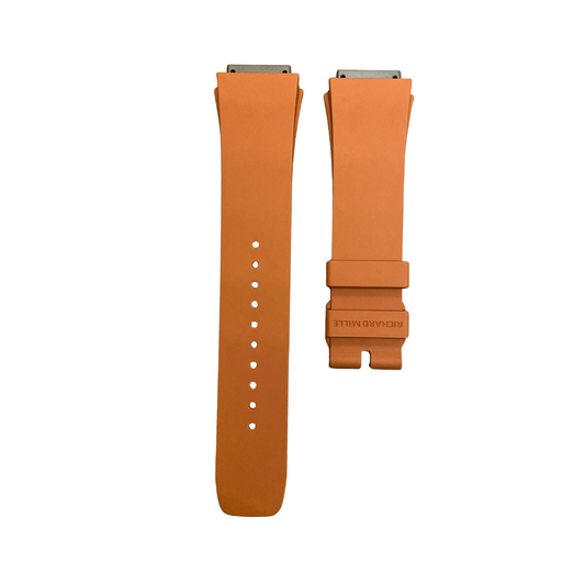 Tan Orange Rubber Strap with Steel Tone End Links