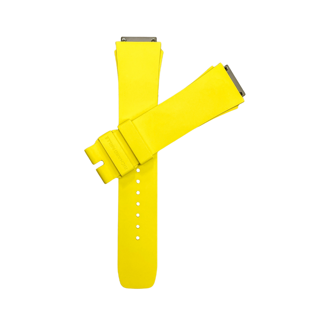 Bright Yellow Rubber Strap with Steel Tone End Links