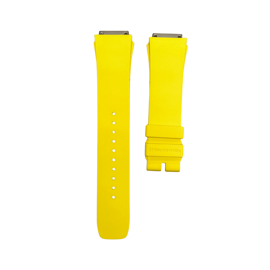 Bright Yellow Rubber Strap with Steel Tone End Links