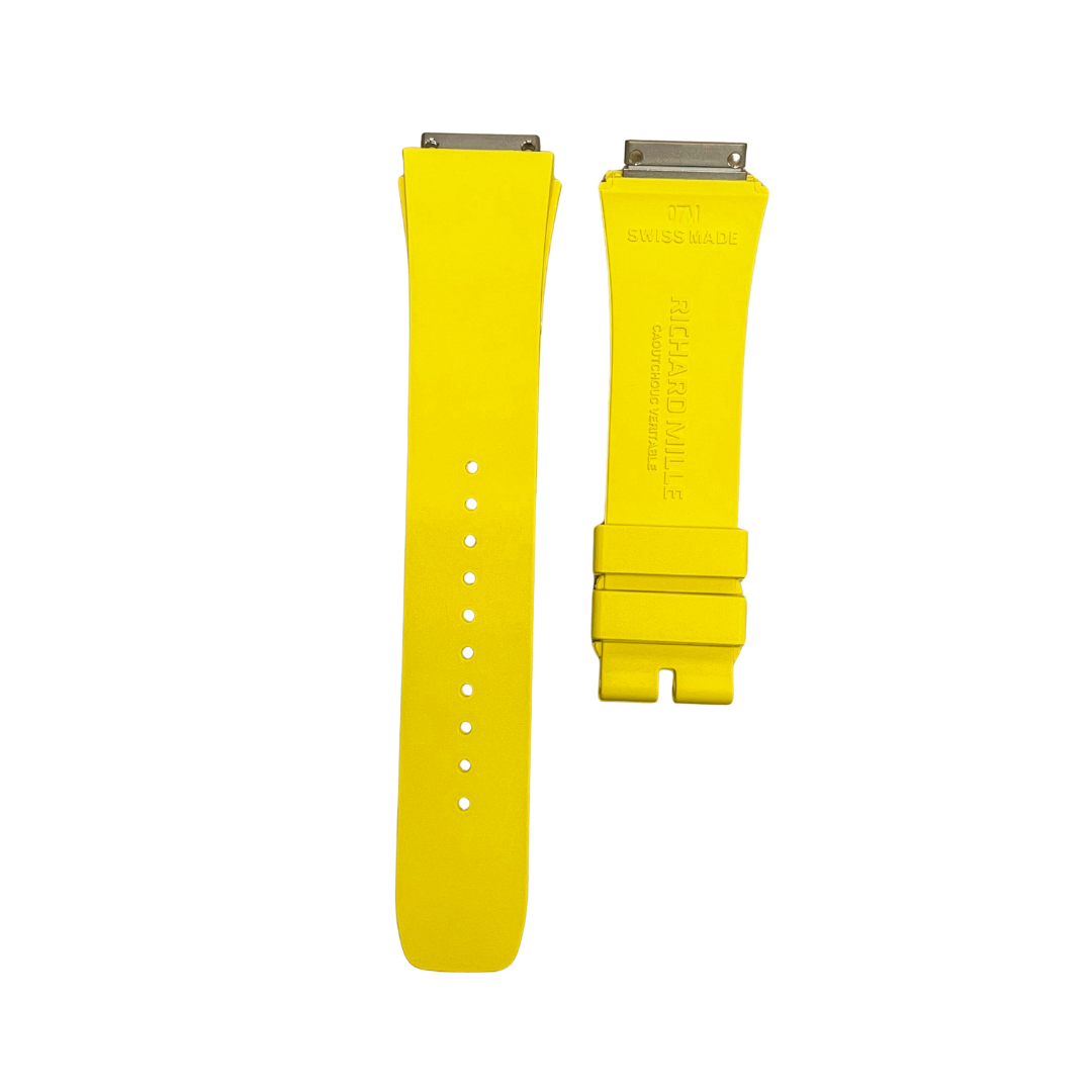 Bright Yellow Rubber Strap with Steel Tone End Links