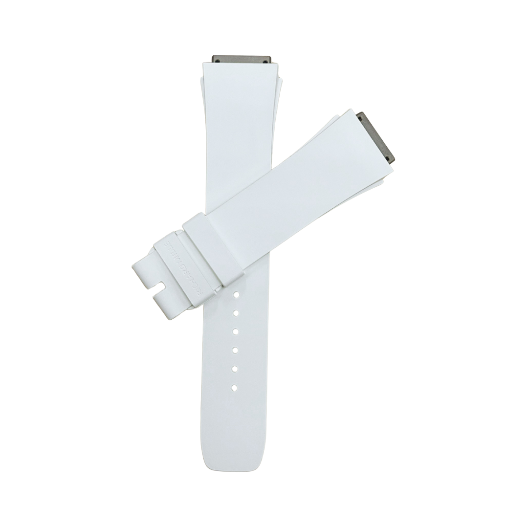 White Rubber Strap with Steel Tone End Links