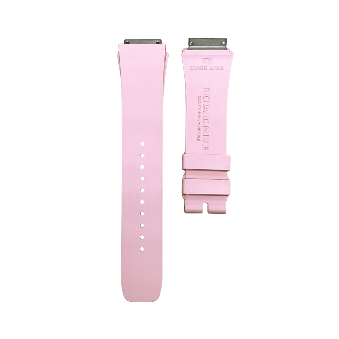 Soft Pink Rubber Strap with Steel Tone End Links