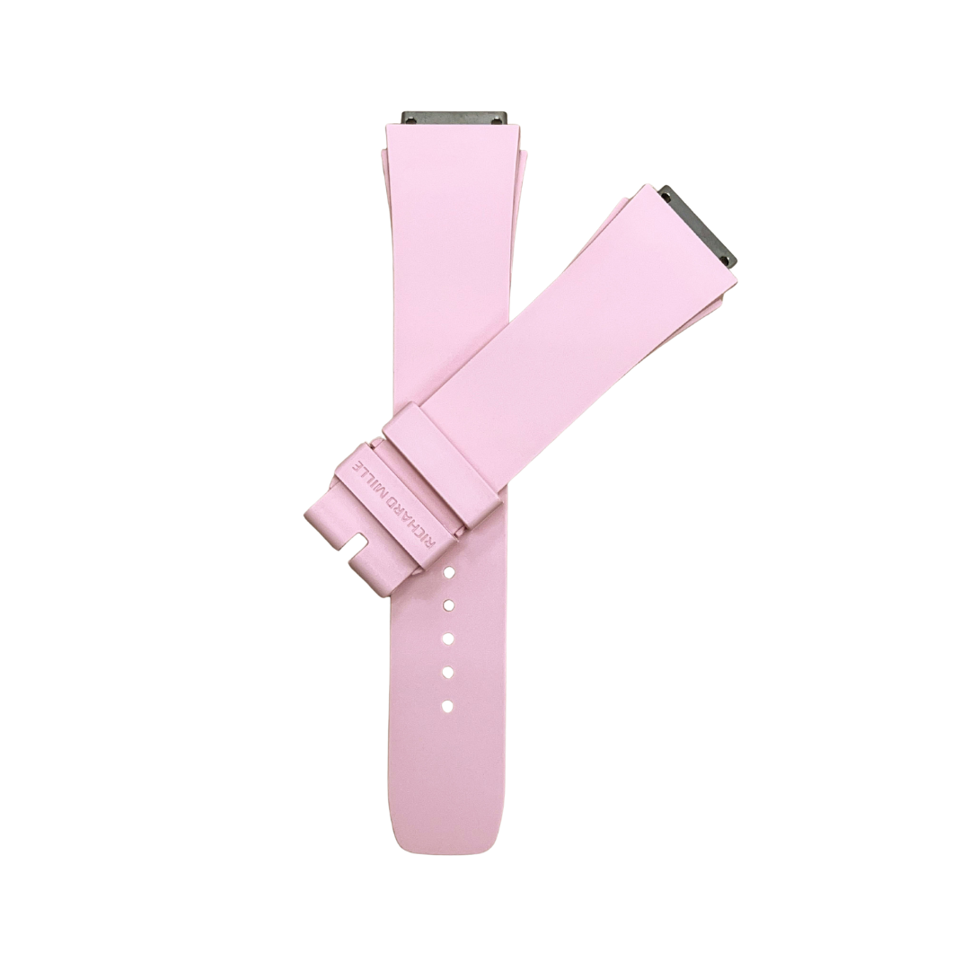 Soft Pink Rubber Strap with Steel Tone End Links