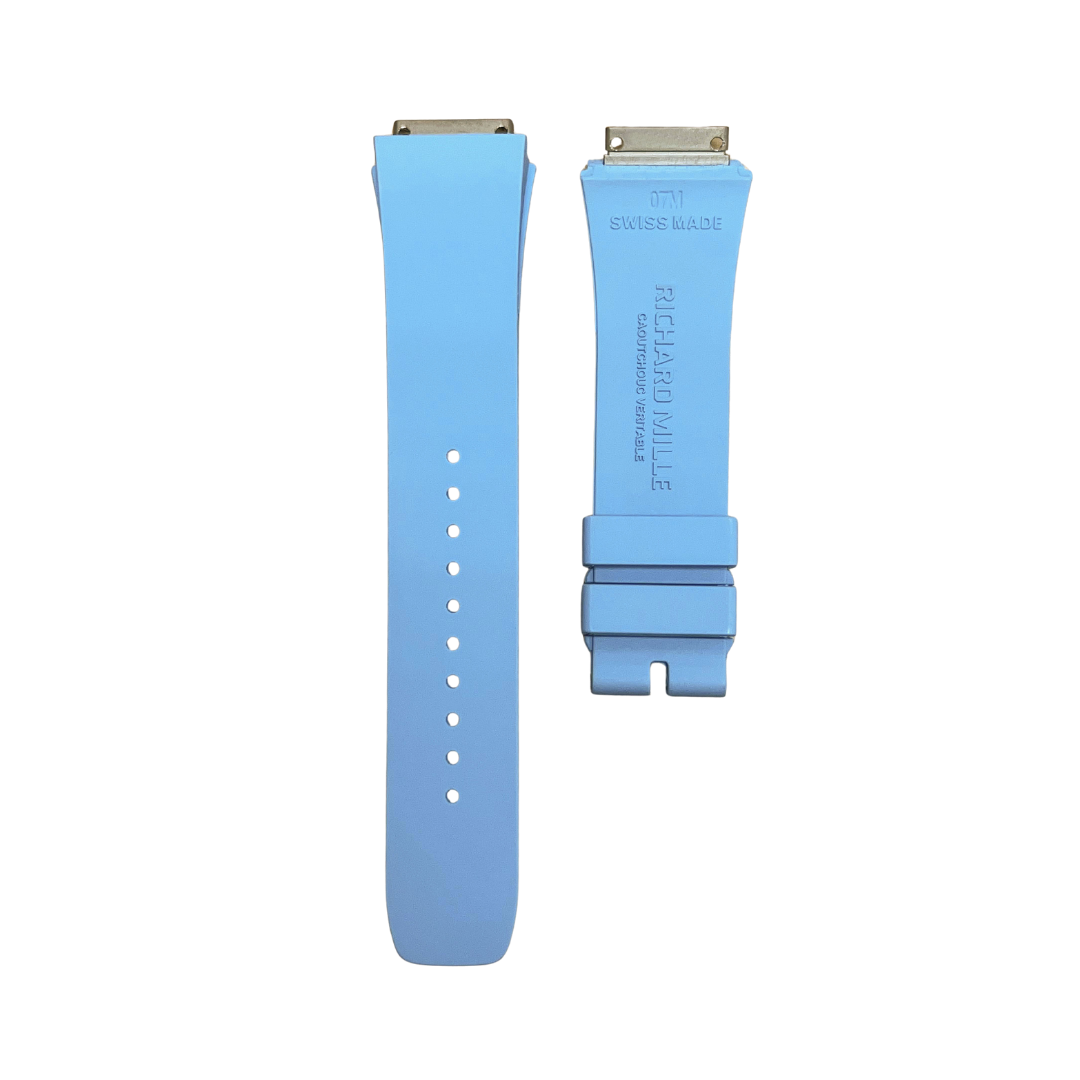 Bright Blue Rubber Strap with Steel Tone End Links