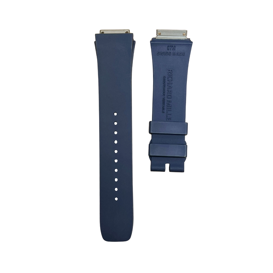 Navy Blue Rubber Strap with Steel Tone End Links