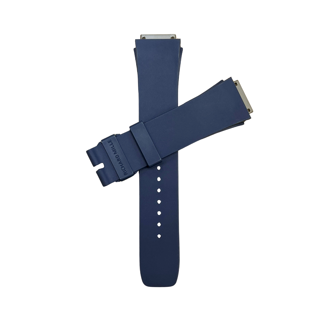 Navy Blue Rubber Strap with Steel Tone End Links