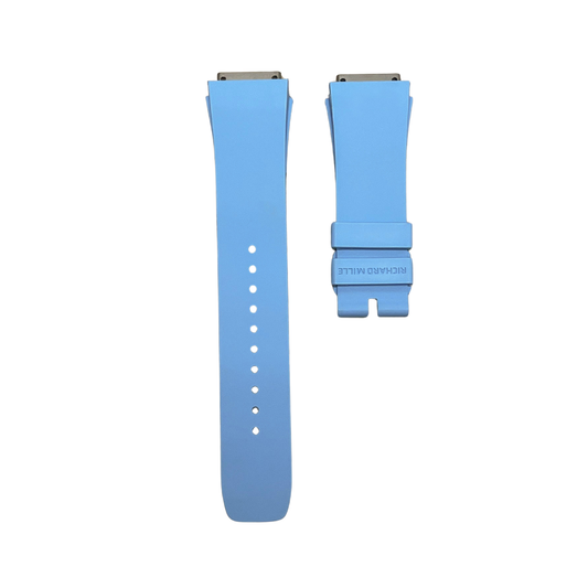 Sky Blue Rubber Strap with Steel Tone End Links