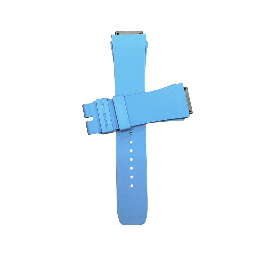 Sky Blue Rubber Strap with Steel Tone End Links