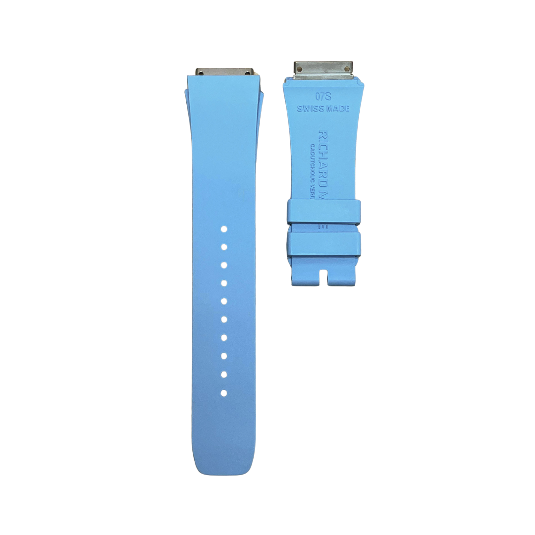 Sky Blue Rubber Strap with Steel Tone End Links