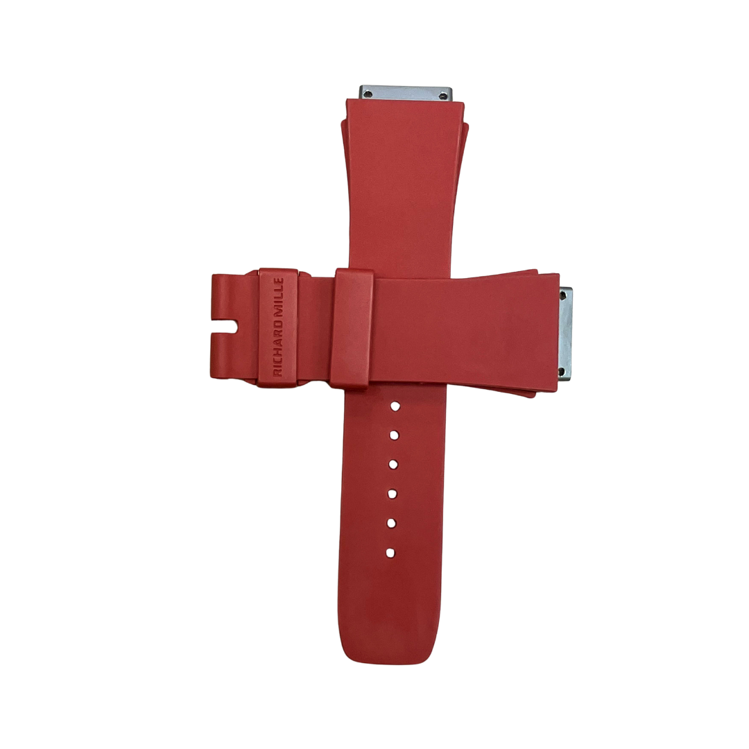 Red Rubber Strap with Steel Tone End Links