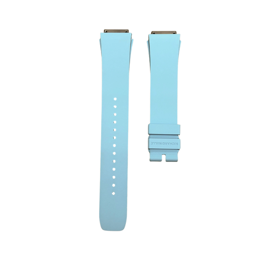 Aqua Blue Rubber Strap with Steel Tone End Links