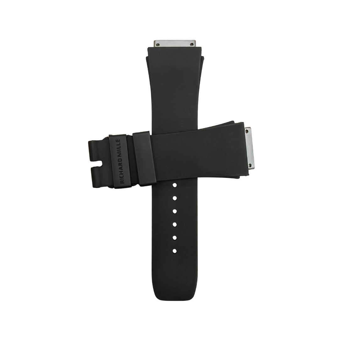 Black Rubber Strap with Steel Tone End Links