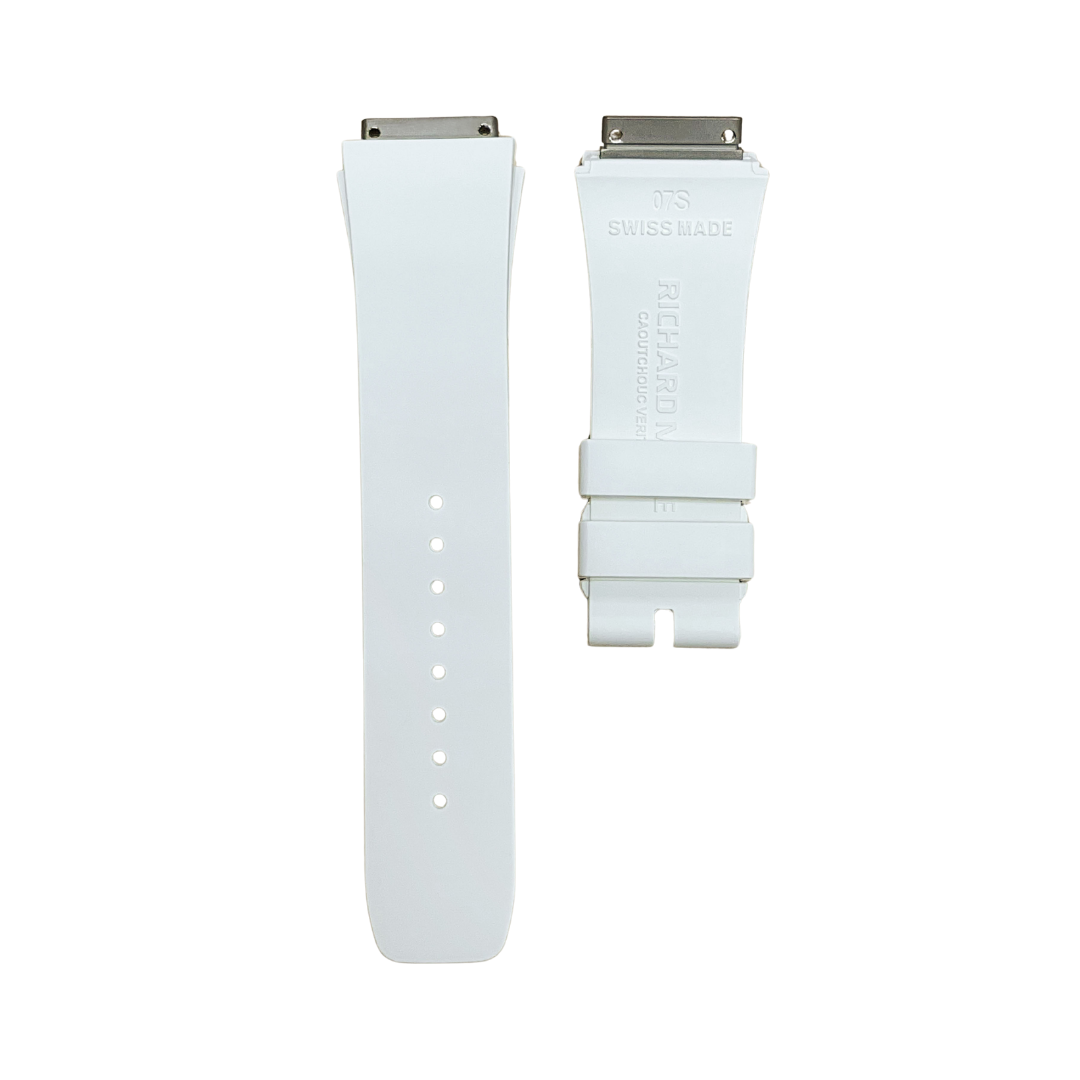 White Rubber Strap with Steel Tone End Links