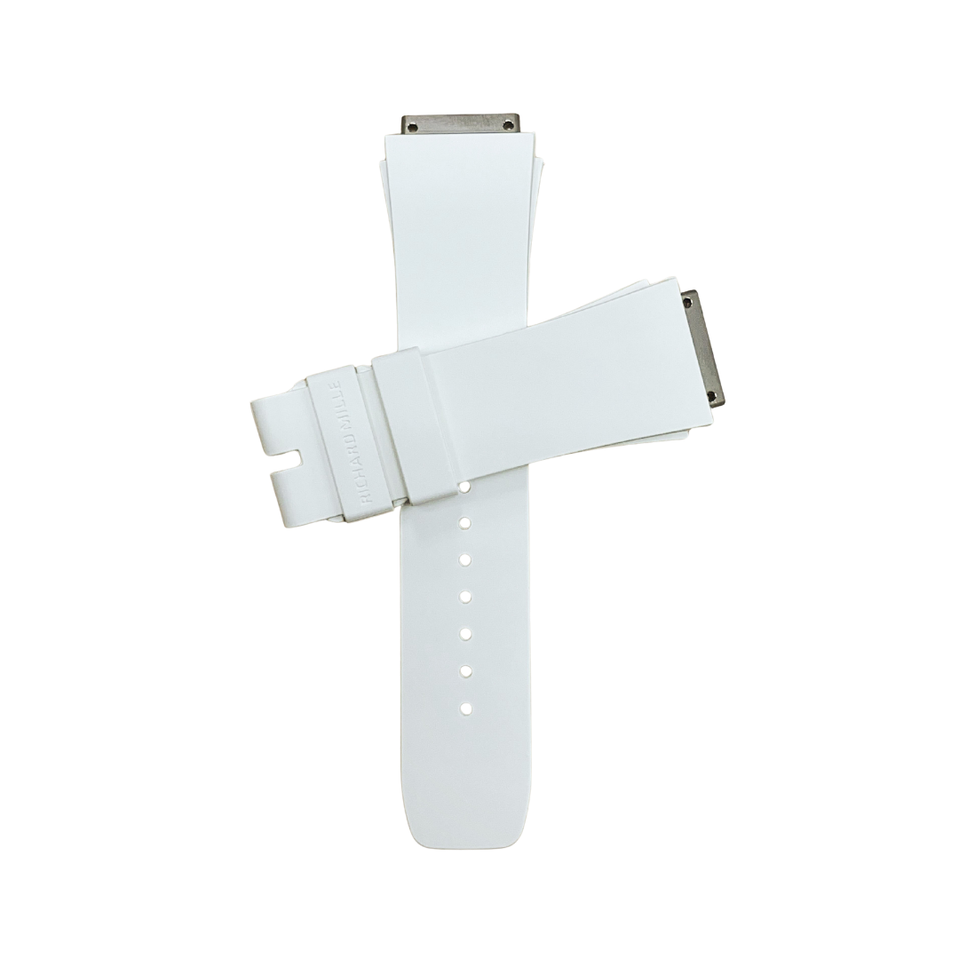 White Rubber Strap with Steel Tone End Links