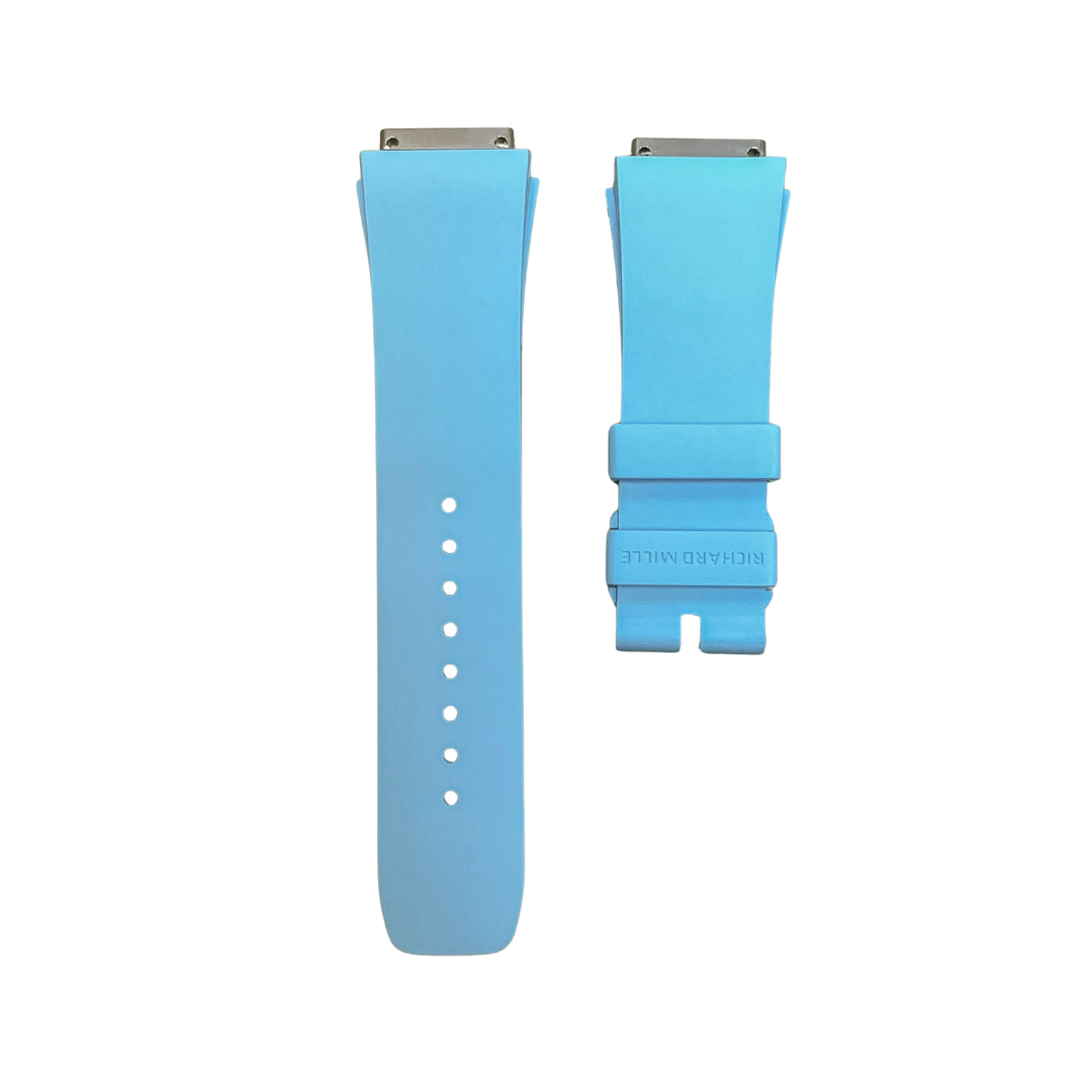 Light Blue Rubber Strap with Steel Tone End Links