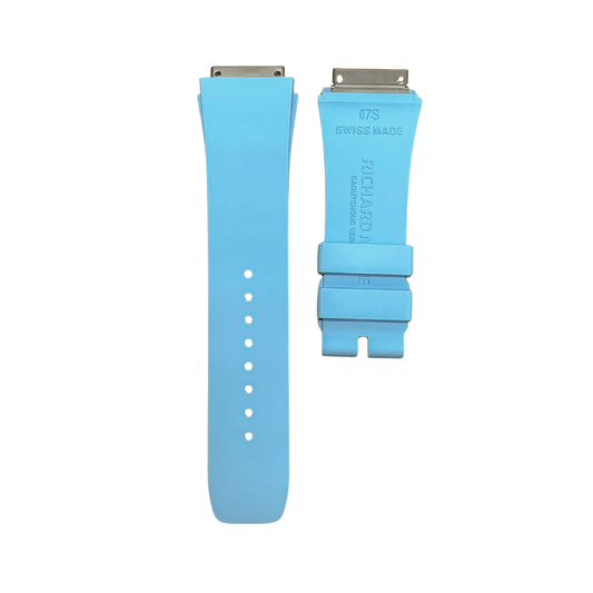 Light Blue Rubber Strap with Steel Tone End Links