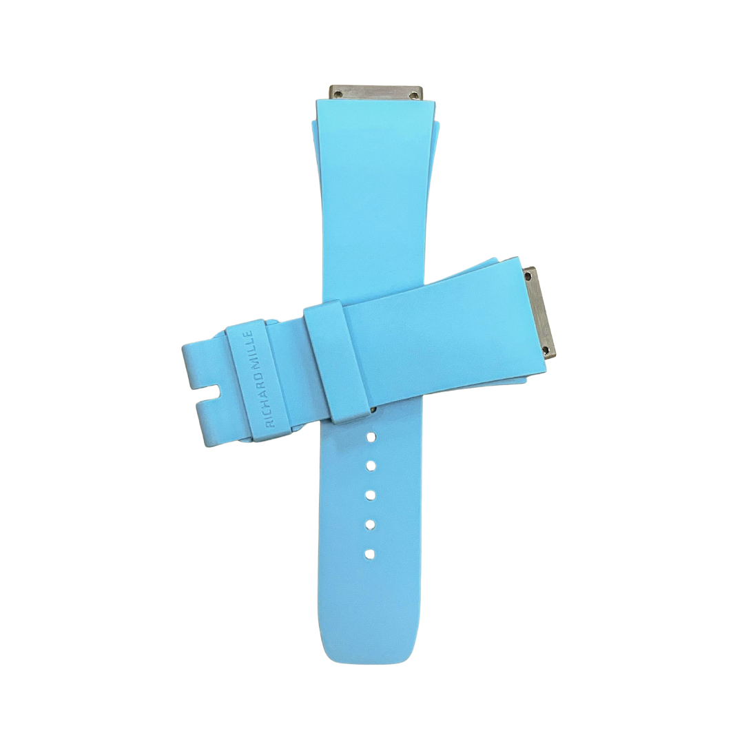 Light Blue Rubber Strap with Steel Tone End Links