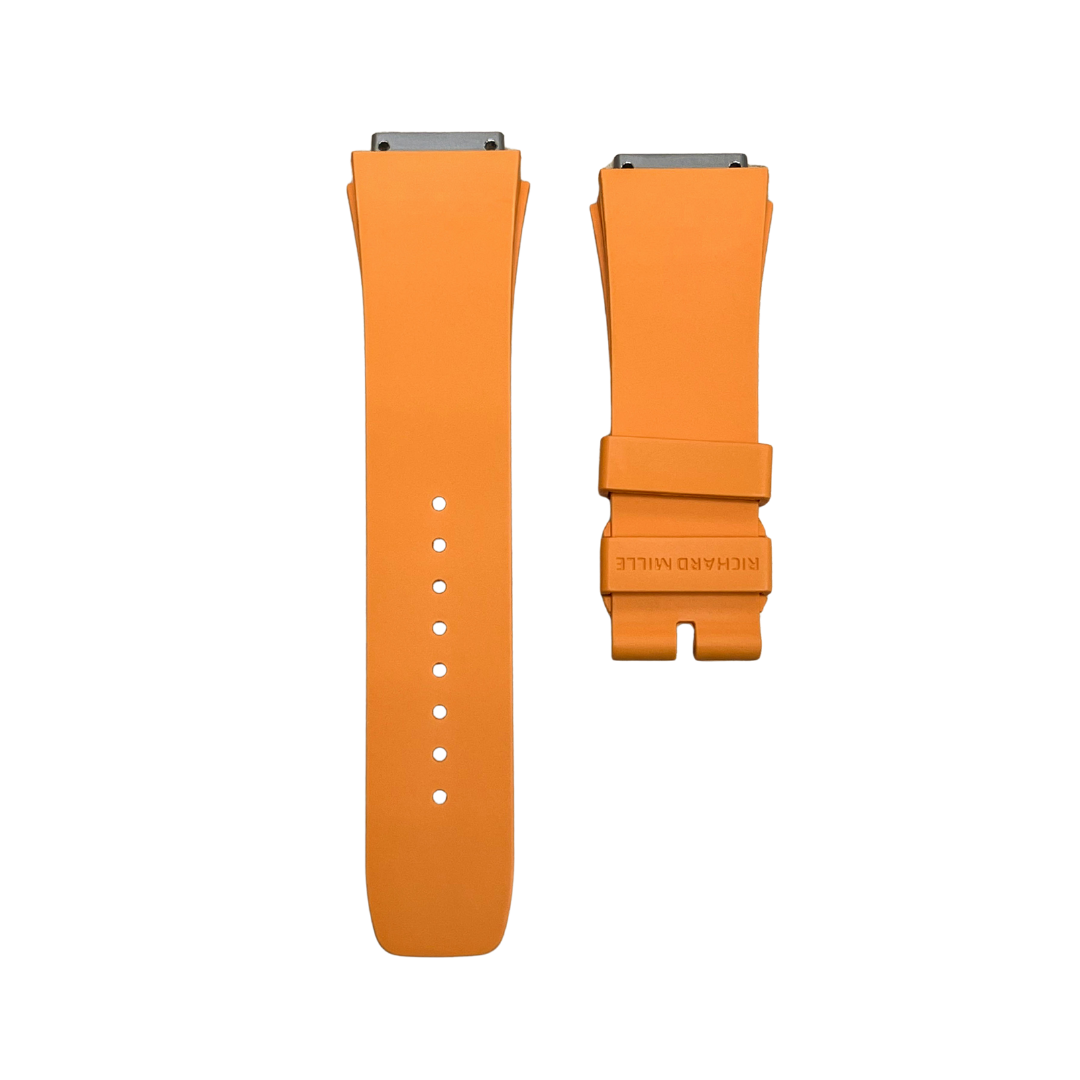 Light Orange Rubber Strap with Steel Tone End Links