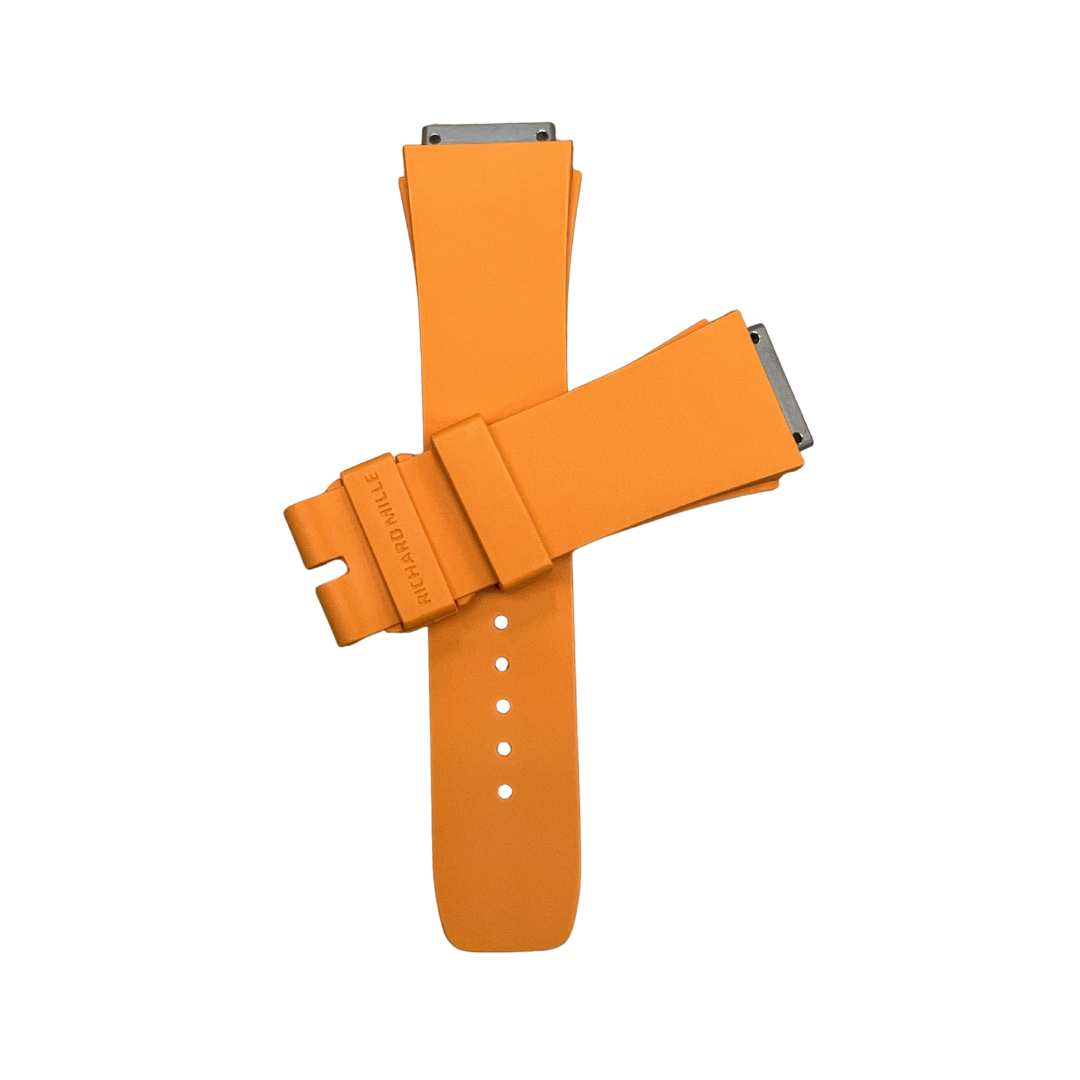 Light Orange Rubber Strap with Steel Tone End Links