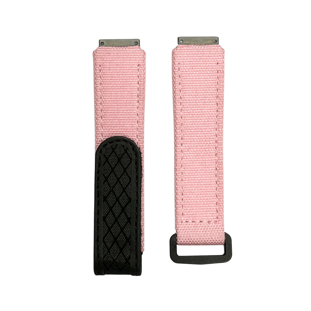Pink and Black Textile Strap with Patterned Accent Panel