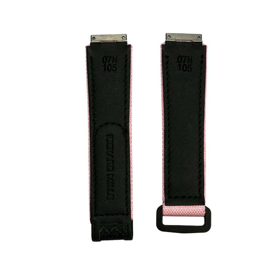 Pink and Black Textile Strap with Patterned Accent Panel