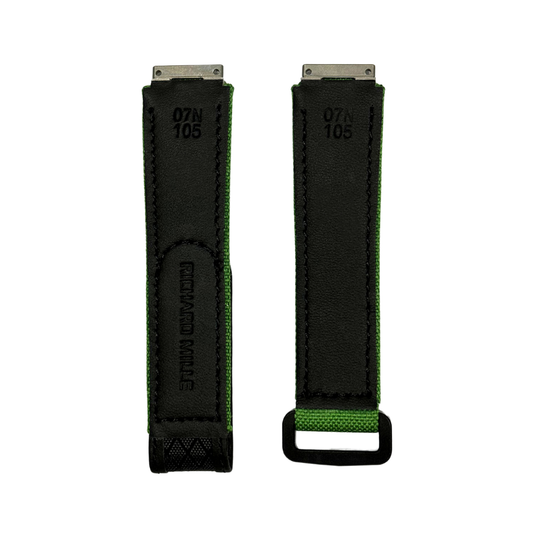 Black and Green Textile Strap with Patterned Accent Panel